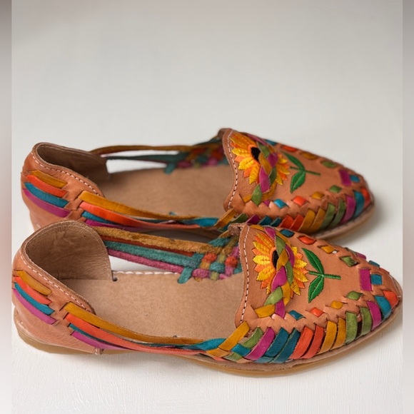 UNBRANDED Sunflower Huarache Artesanal Mexican Sandals Handmade US Size 4 - Picture 5 of 9